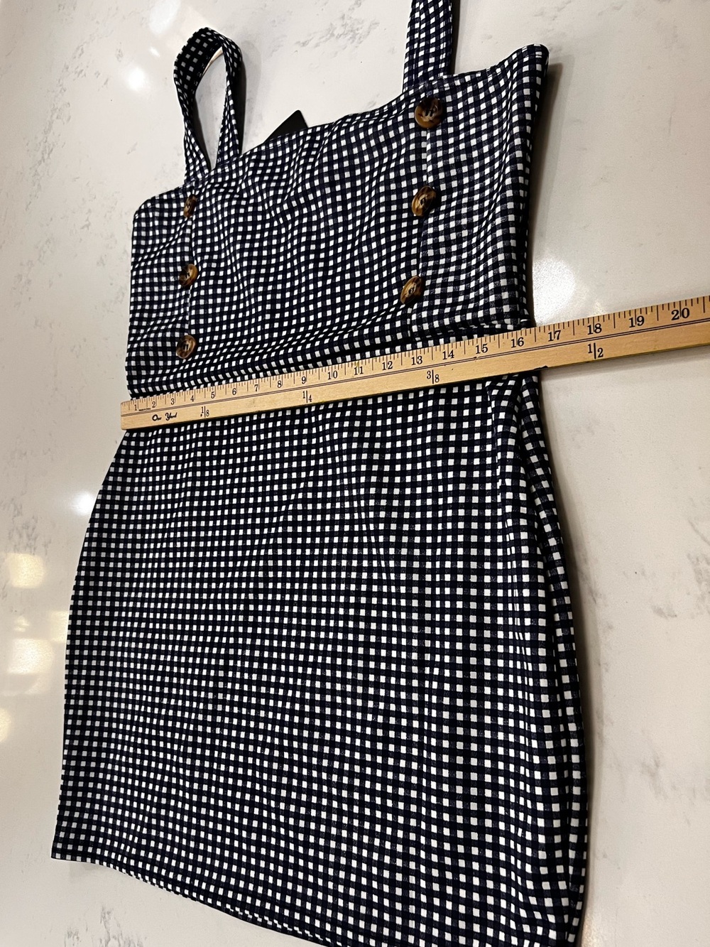 PrettyLittleThing Navy and White Gingham Mini Sundress - Picture 12 of 14